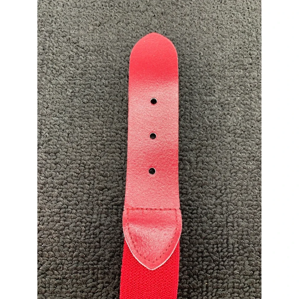 Kids Elastic Web Belt Red Adjustable Silver Buckle Casual Sports‎ Uniform